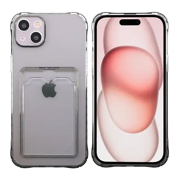 Shockproof Case with Card Holder iPhone 15 Black Svart