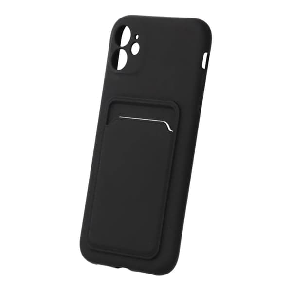iPhone 11 Silicone Case with Card Holder - Black Svart