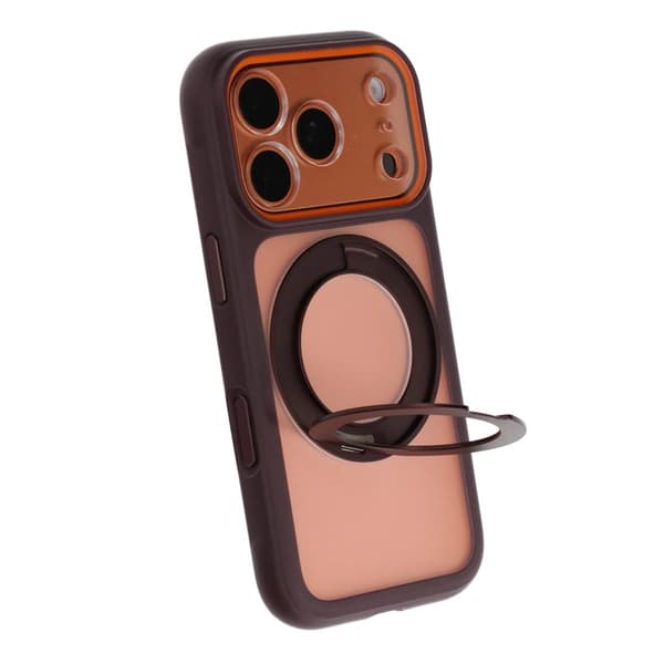 Clear Glow 360 Rotating MagSafe Stand Case For iPhone 17 Pro/18 Pro Wine Red Burgundy