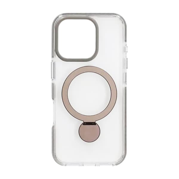 Case Magsafe for iPhone 16 Pro - Transparent gray with ring stand Transparent