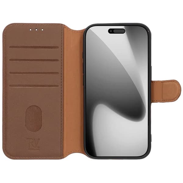 Rvelon Plånboksfodral Äkta Läder för iPhone 17 Pro - Brun Brun