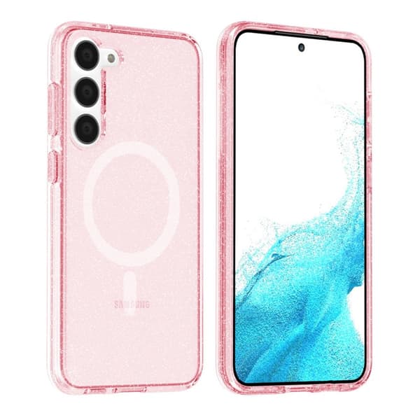 Samsung Galaxy S23 Plus Mobilskal Glitter Magsafe - Rosa Glitter
