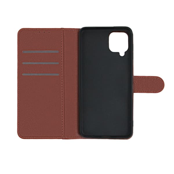 Samsung Galaxy A12 Wallet Case with Stand - Brown Brun