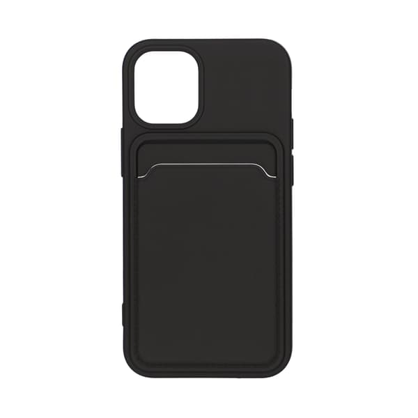 Silicone Case with Card Holder iPhone 12 Mini - Black Svart