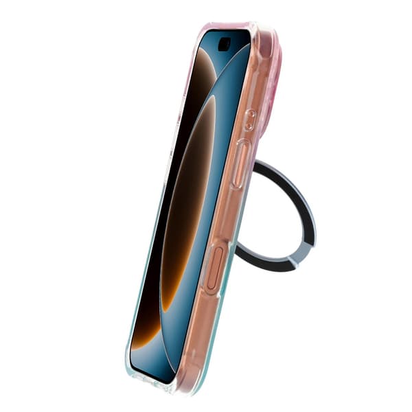 Marmorerat skal för iPhone 17 Pro och 18 Pro med roterande stativ och Magsafe - Blå Blå