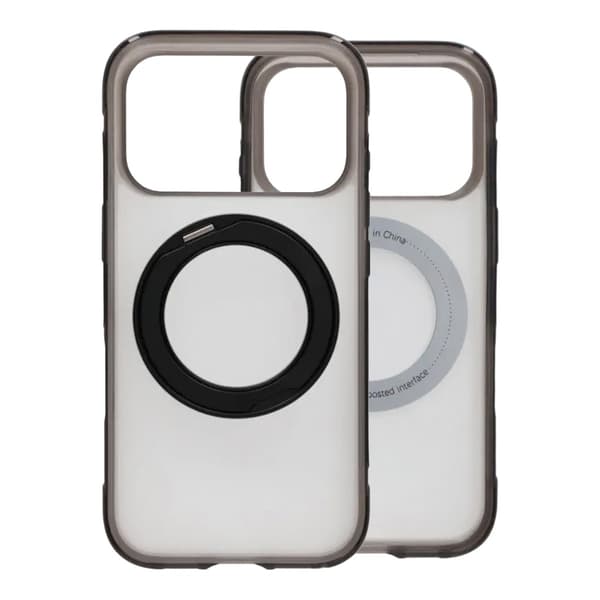 360-degree Rotating Stand Matte Magnetic Shockproof Airbag  Case  For iPhone 17 Pro /18 Pro Black