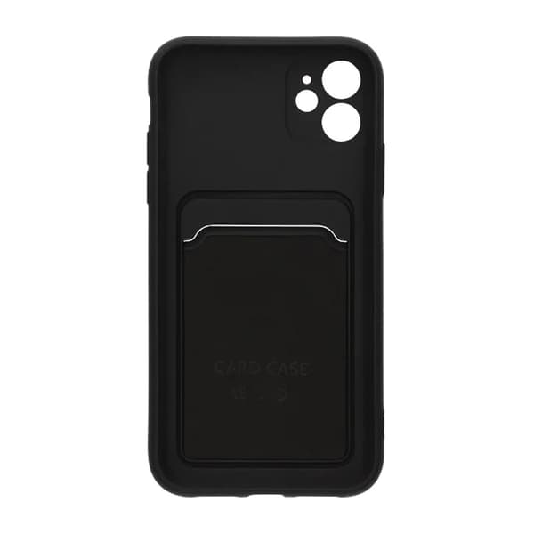 iPhone 11 Silicone Case with Card Holder - Black Svart