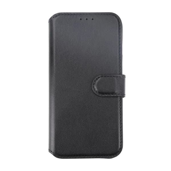 RV Genuine leather Wallet Case iPhone 15 Black Svart