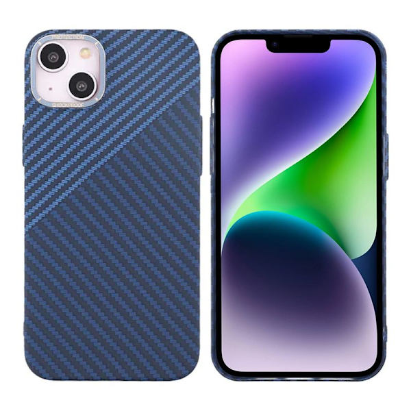 iPhone 15 Plus Mobilskal i Kolfiber - Blå/Grå Blå