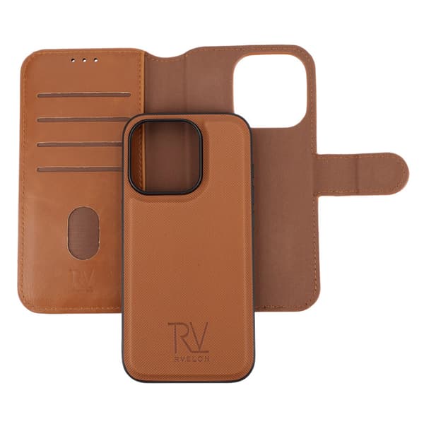 iPhone 15 Pro Wallet Case Magnet Rvelon - Brown Brun
