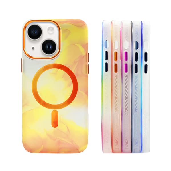 iPhone 14 Plus MagSafe Phone Case - Orange Abstract Orange