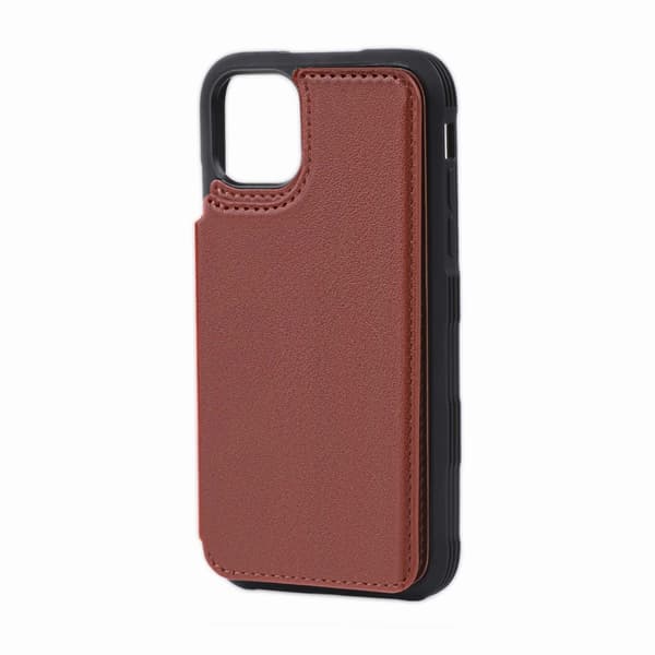 iPhone 11 Pro Max Stöttåligt Skal med Kortfack  - Brun Brun