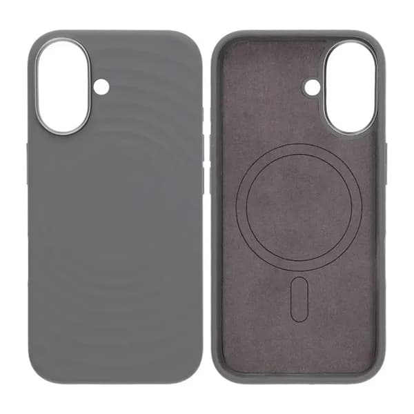 Cream wave liquid silicone Case For iPhone 16 Gray Grå