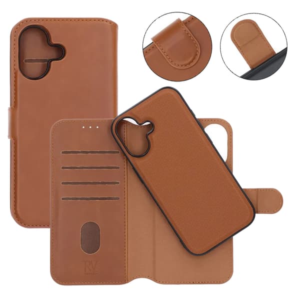 Rvelon Wallet Case Magnet for iPhone 17 - Brown Brun