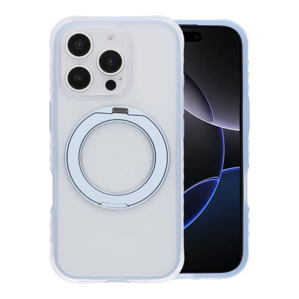 Armor Matte Frosted Magnetic Case with 360° Rotatable Kickstand - iPhone 16 Pro Max Blue