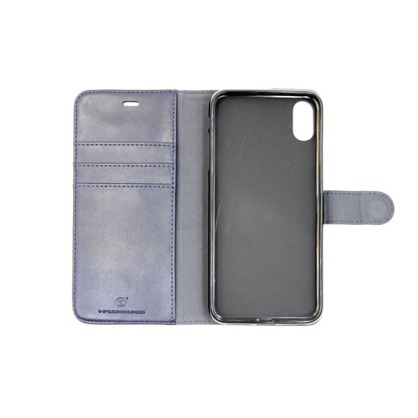 iPhone XS Max Wallet Case Leather with Stand - Blue Blå