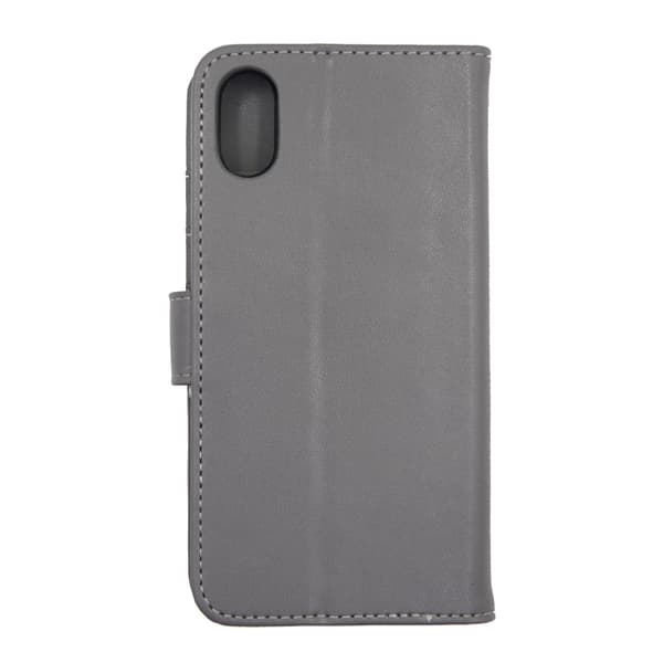 Wallet Case Magnetic Leather with Stand for iPhone X and XS - Gray Grå