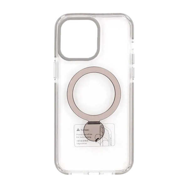 Pindun 360°Rotating Stand Magnetic Case For iPhone 15 Pro Gray Transparent