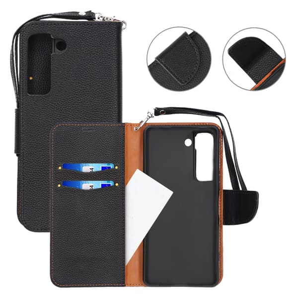 Samsung Galaxy S22 5G Wallet Case with Stand - Black Svart