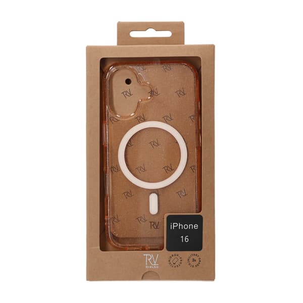 iPhone 16 Rvelon Mobilskal TPU med MagSafe - Glitter Guld Glitter