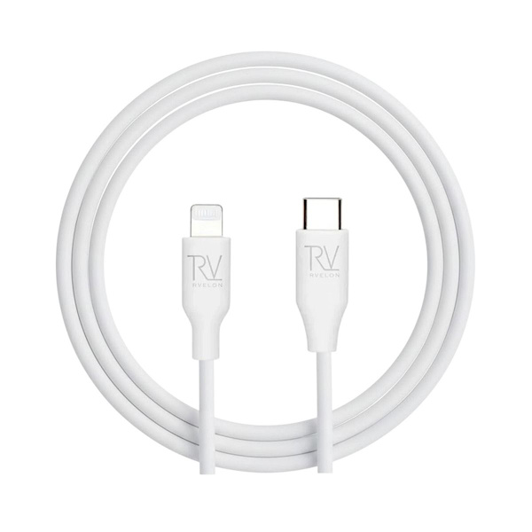 Rvelon iPhone-kabel USB C till Lightning MFi Silikon 2M Vit Vit