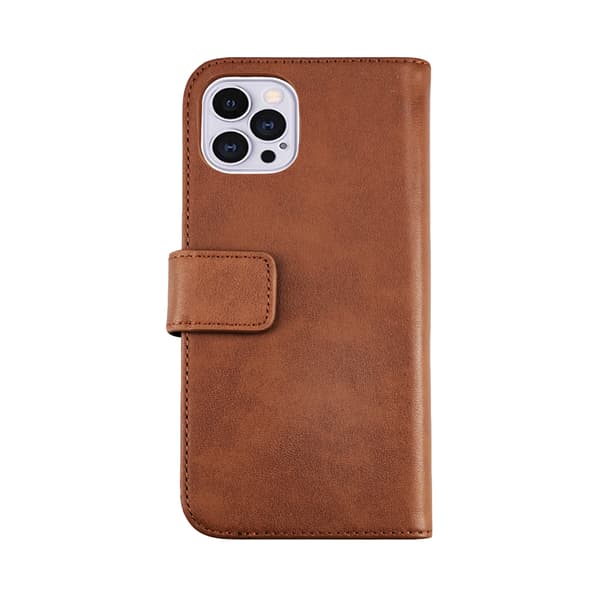 iPhone 13 Pro Max Wallet Case Leather Rvelon - Brown Brun