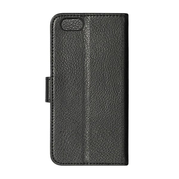 Wallet Case Leather with Stand for iPhone 6 and 6S - Black Svart