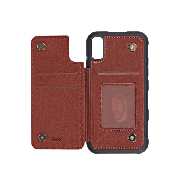 Shockproof Case Card Slot G-SP iPhone XS Max - Brown Brun