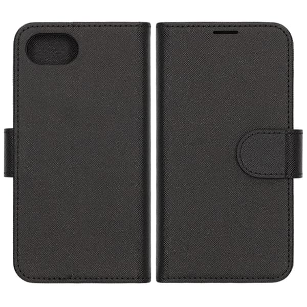 Flip Stand Leather Wallet Case For iPhone 16e- Black Svart
