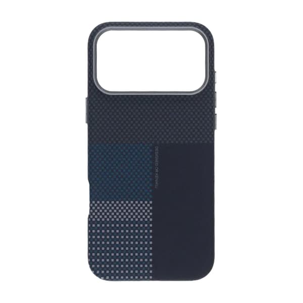 Aramid Fiber Phone Case for iPhone 17 Pro Max - Blue with Grid Blå