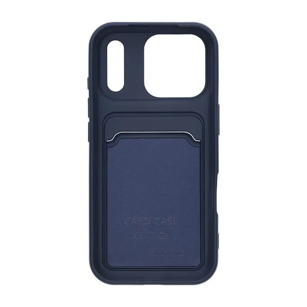 Silicone Case with Card Holder iPhone 17 Pro- Blue Blå