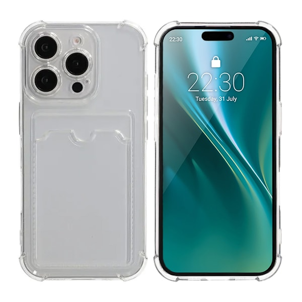 Shockproof Case with Card Holder iPhone 16 Pro Transparent Transparent