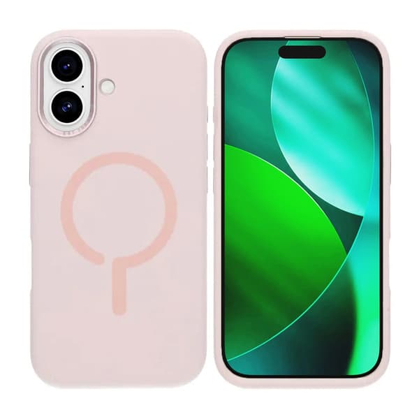 Silicone Mobile Case with Camera Metal Frame for iPhone 17 - Pink Rosa