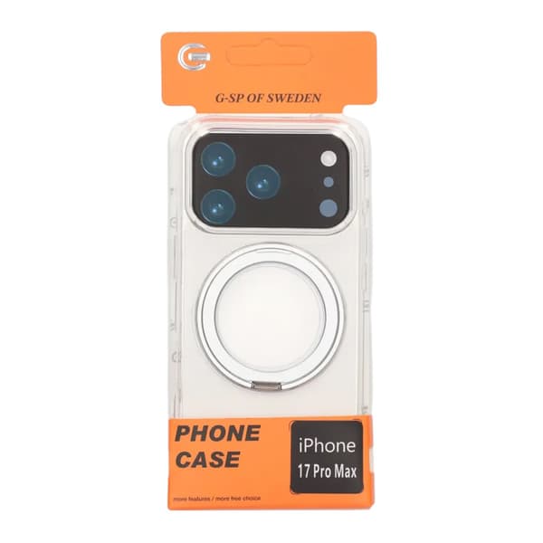 Mobile Case Rotating Magnet Stand for iPhone 17 Pro Max - Clear Transparent