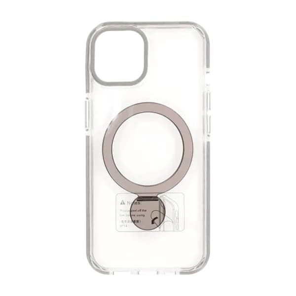 Pindun 360°Rotating Stand Magnetic Case For iPhone 15 Gray Transparent