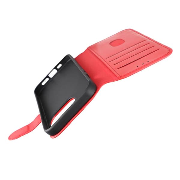 iPhone 15 Pro Wallet Case Leather Rvelon - Red Röd