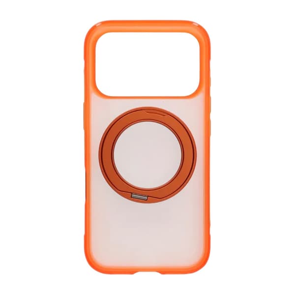 360-degree Rotating Stand Matte Magnetic Shockproof Airbag  Case  For iPhone 17 Pro /18 Pro Orange