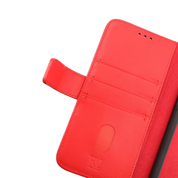 iPhone 14 Plus Plånboksfodral Läder Rvelon - Röd Röd