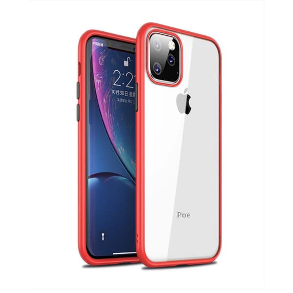Mobile Case Shockproof for iPhone 11 Pro Max - Red and Clear and Black Röd