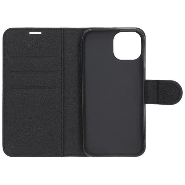 iPhone 15 Flip Stand Leather Wallet Case Black Svart