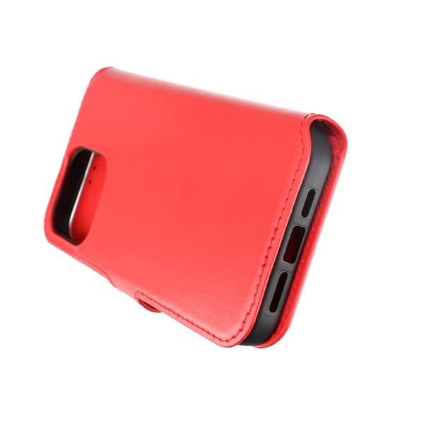 iPhone 15 Pro Max Wallet Case Leather Rvelon - Red Röd