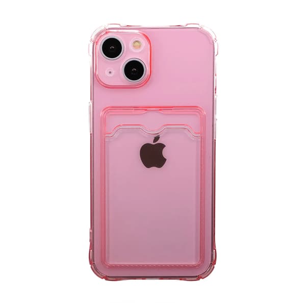 iPhone 14 Plus Shockproof Case with Card Holder - Pink Rosa