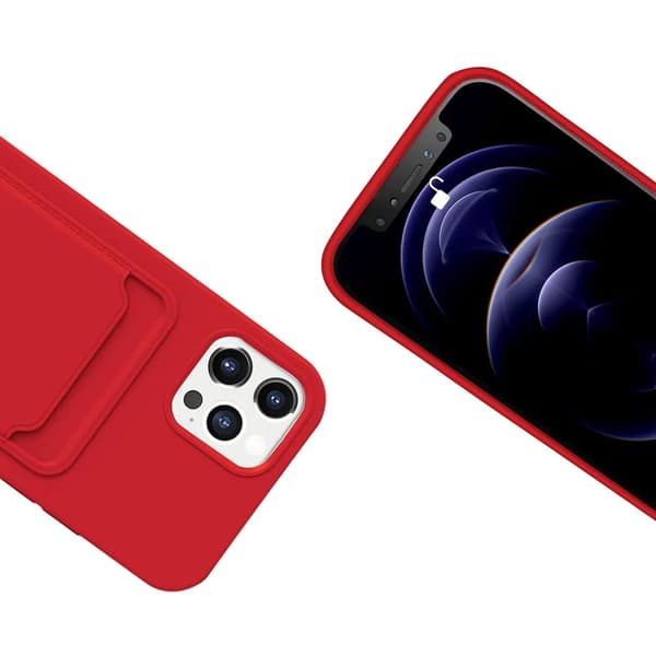 Silicone Mobile Case with Card Holder for iPhone 12 and 12 Pro - Red Röd