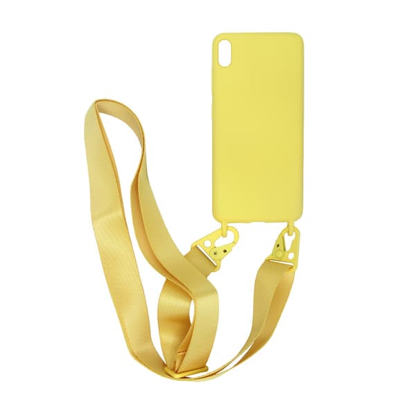 Silicone Mobile Case with Strap and Necklace for iPhone XS Max - Yellow Gul