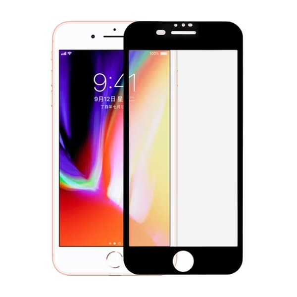 Screen Protector iPhone 7 and 8 Plus - 3D Tempered Glass Black - bulk Svart