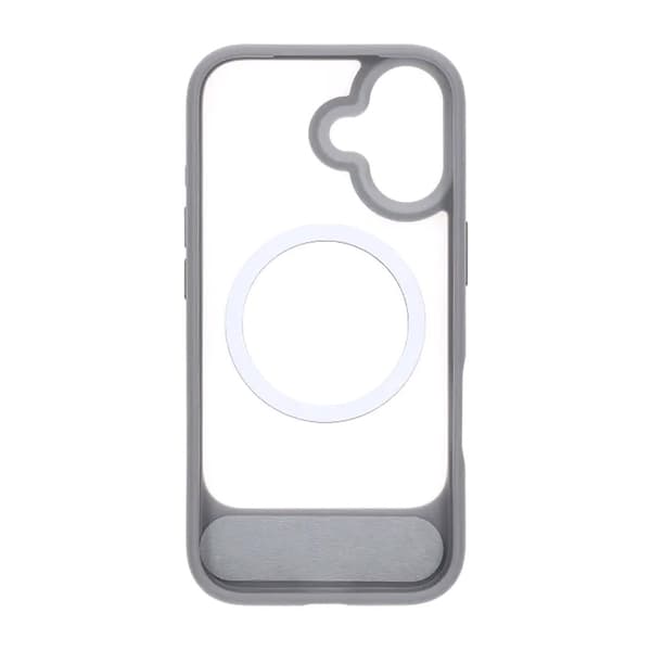 Black Feather Inclined Bracket Magnetic Case - iPhone 17 Gray Svart