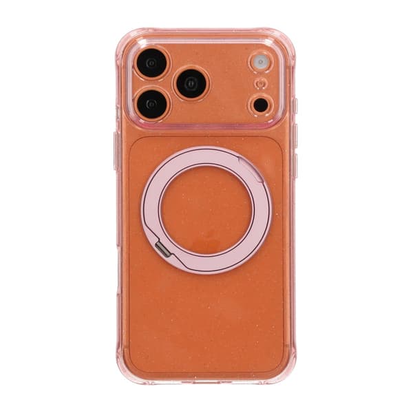Magic Crystal Airbag Shockproof Magnetic Case with 360° Rotating Stand For iPhone 17 Pro/18 Pro Pink Rosa