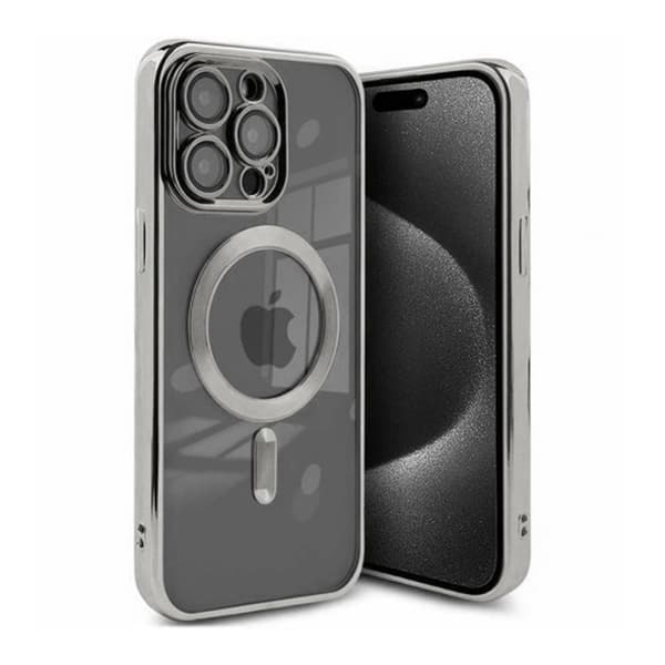 Luxury Mobile Case with Magsafe iPhone 15 Pro Max - Silver Silver