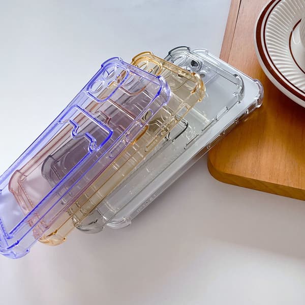 Shockproof Case with Card Holder iPhone 12 - Transparent Transparent