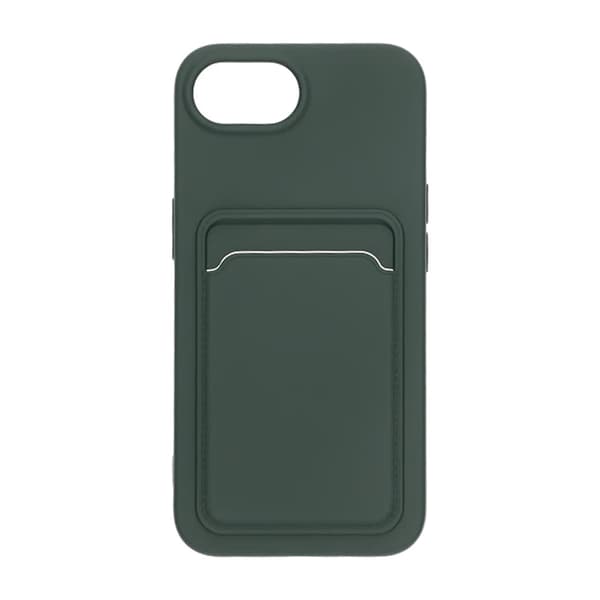 iPhone 16e Silicone Mobile Case with Card Holder - Green Grön